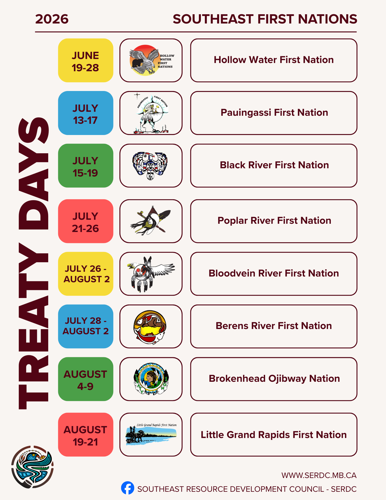 SERDC Treaty Days Schedule 2026